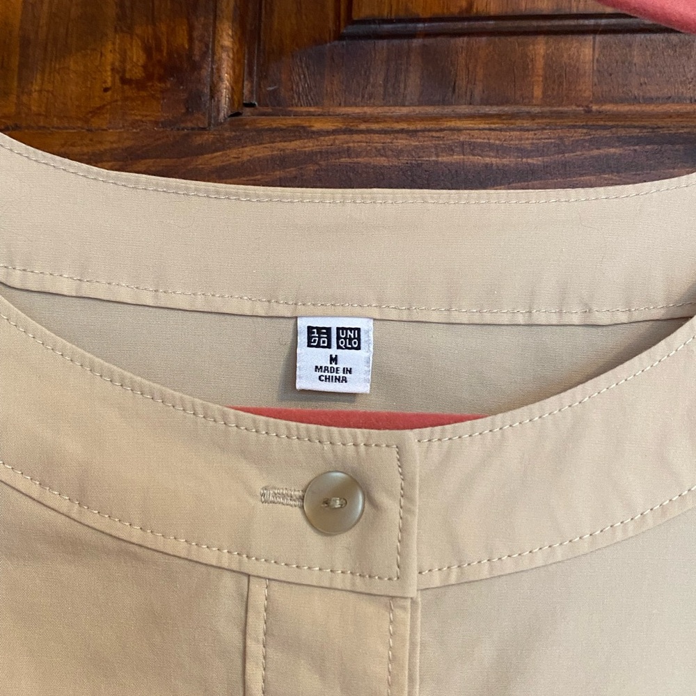 Uniqlo Cream Button-Front Casual A-Line Dress - Picture 4 of 7